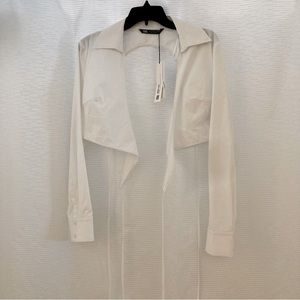 Zara Cropped Tie Shirt/Blouse